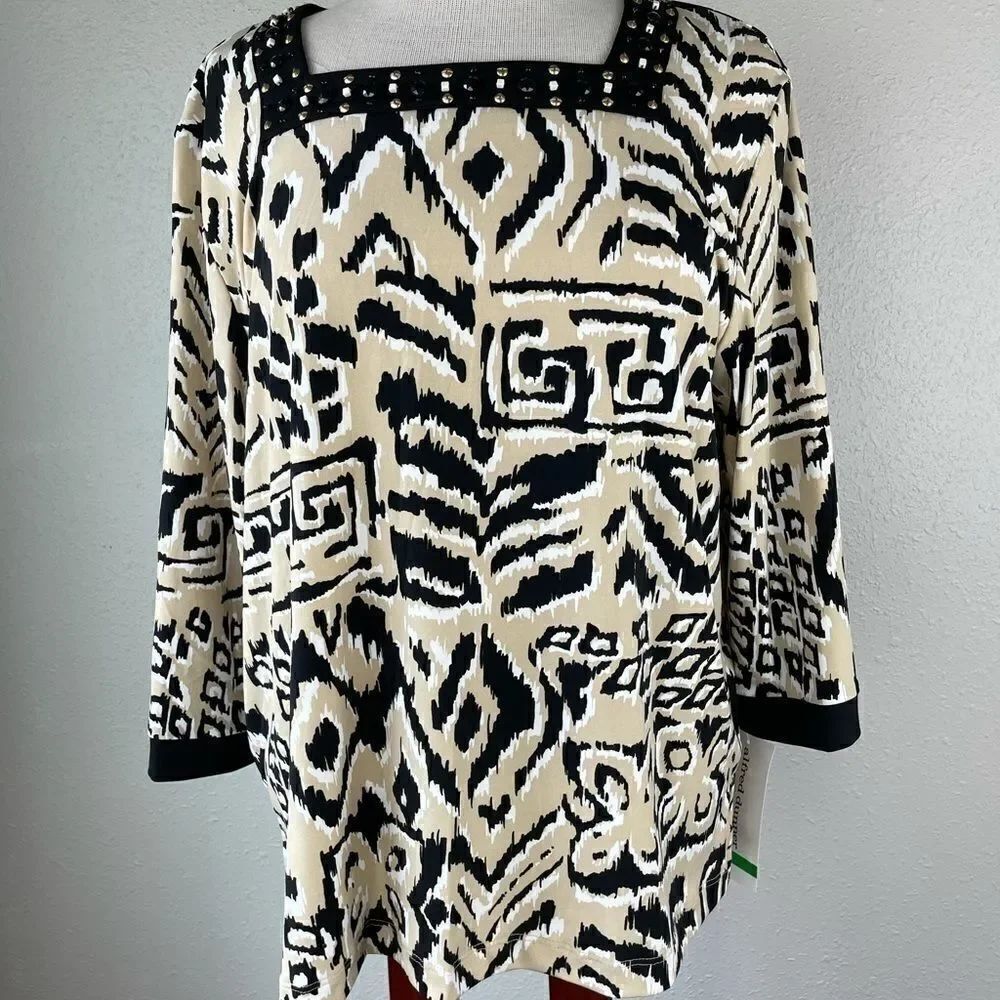 NWT Alfred Dunner Blouse Top Size Petite L